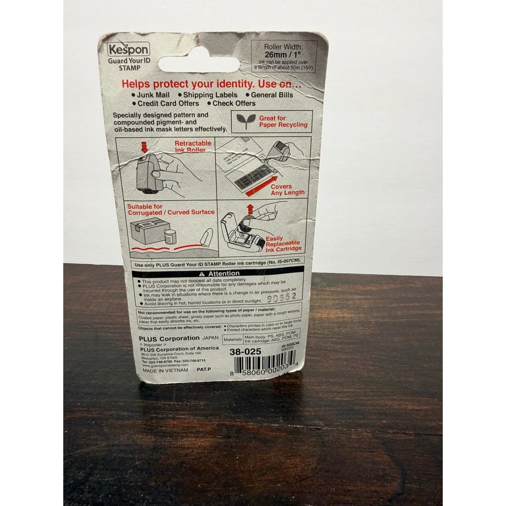 Kespon Guard Your‎ ID Stamp Roller Plus Protect Private Information Junk Mail